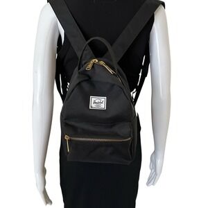 Herschel Nova Black Mini Backpack front zip pocket top zip top handle